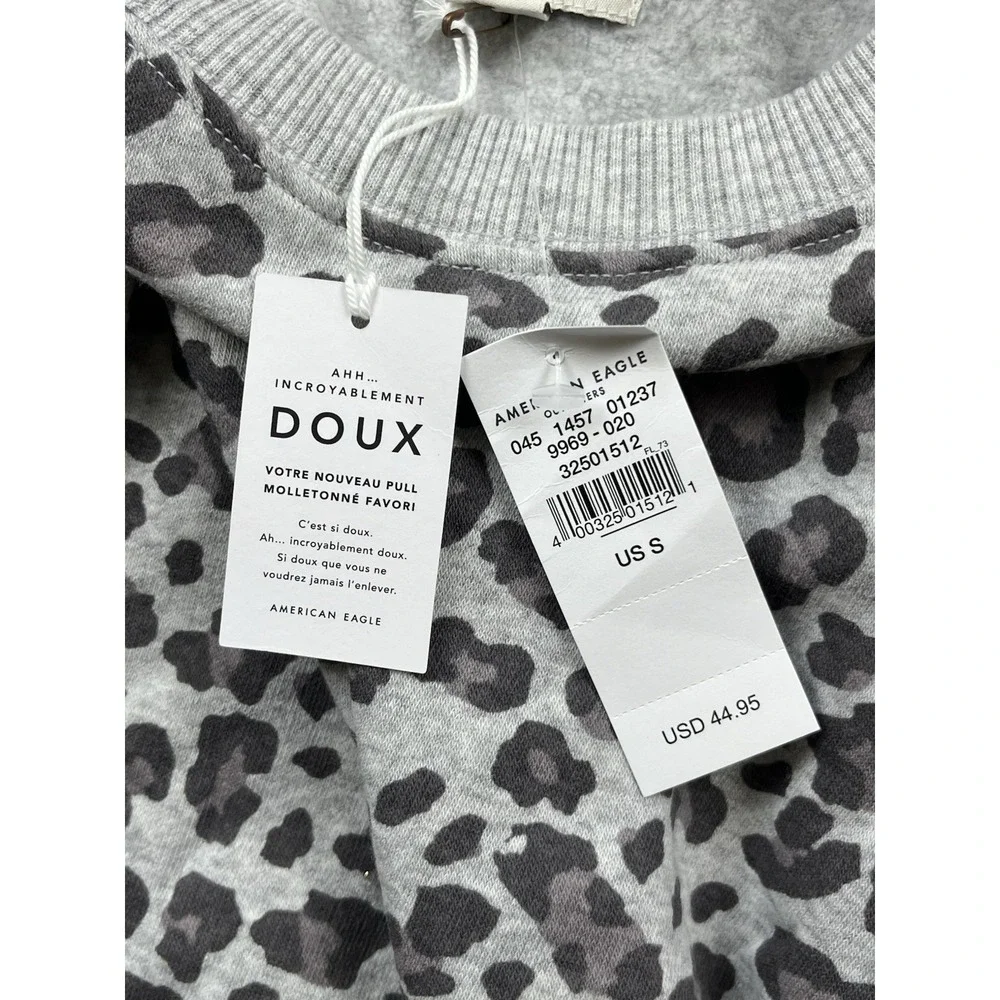 American Eagle Sweatshirt Small Ahh-mazingly Soft Jegging Fit Relaxed Leopard - Picture 4 of 13
